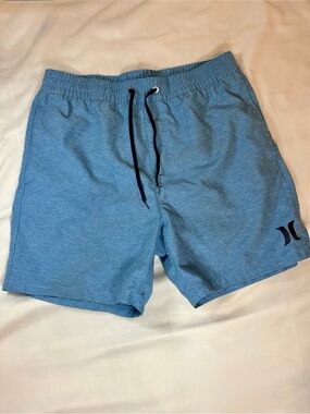 Hurley Swim Trunks Men’s Medium Blue Lined Drawstring Board Shorts